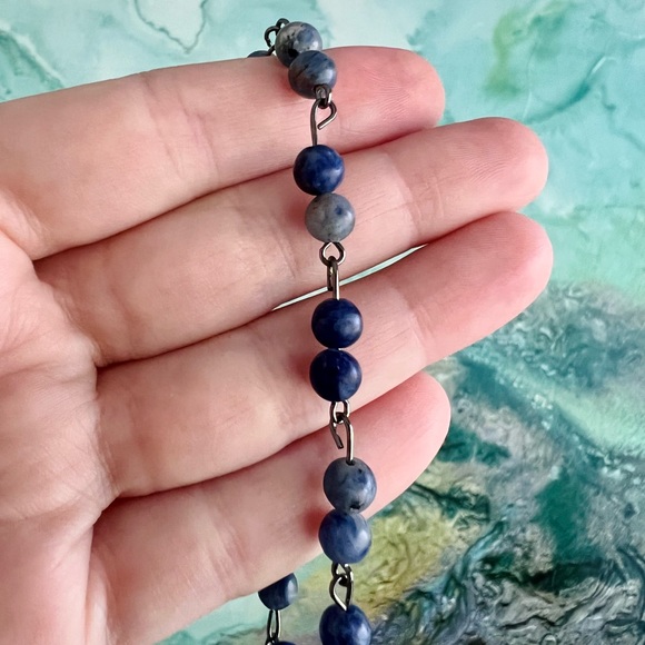 Sodalite Gunmetal Handmade Bracelet - Picture 6 of 6